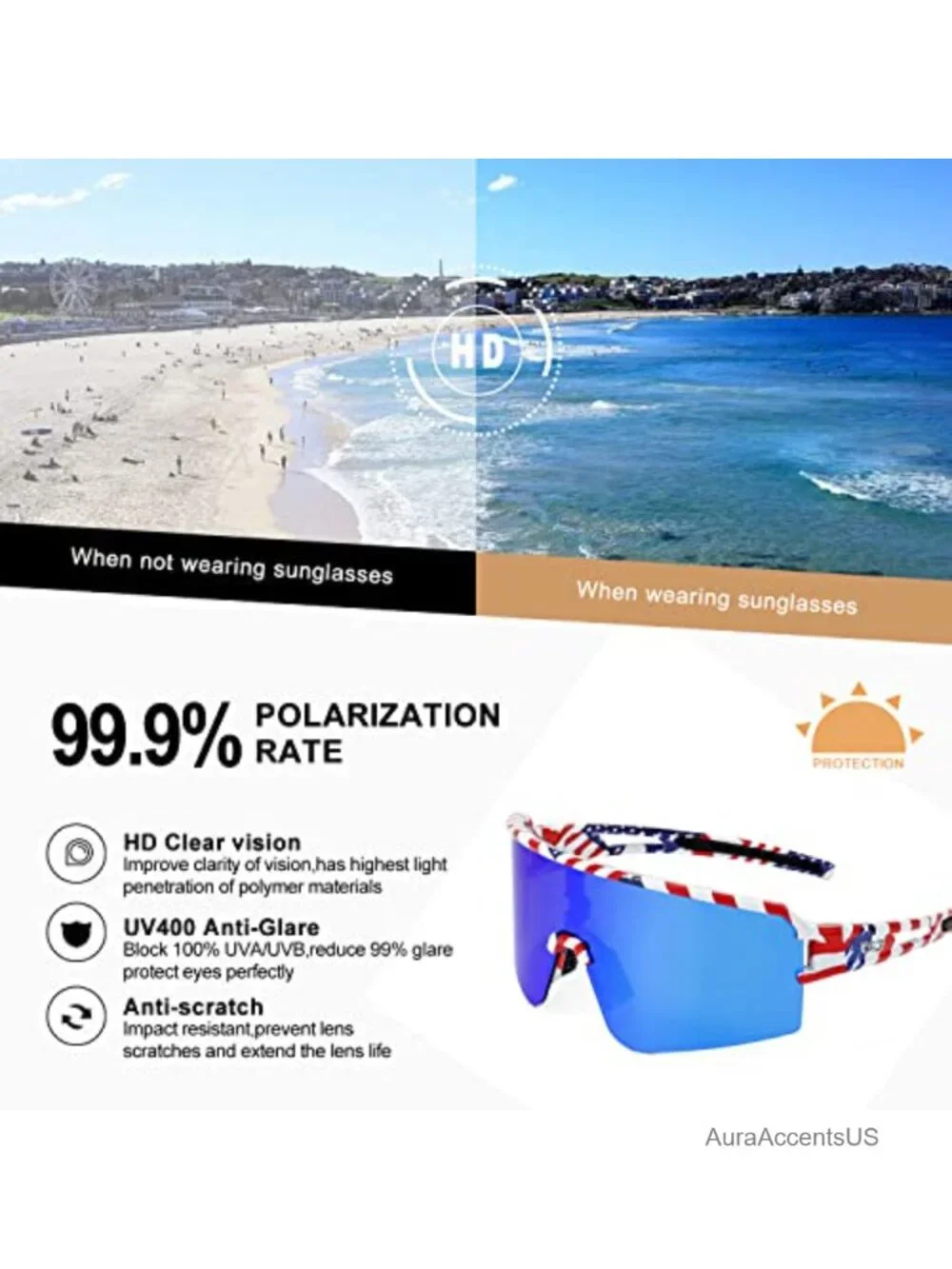 Polarized UV400 Sports Sunglasses Cycling Running Fishing Glasses Lightweight